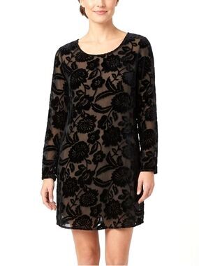 The Icing Vintage Sheer Black Burnout Velvet Floral Silk Blend Tunic Size Small